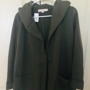 NWT Olive green open front hoodie